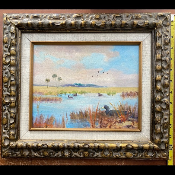 Vintage Rachel Stearns Canvas Painting #974 Mud Hen Nesting - Picture 6 of 9